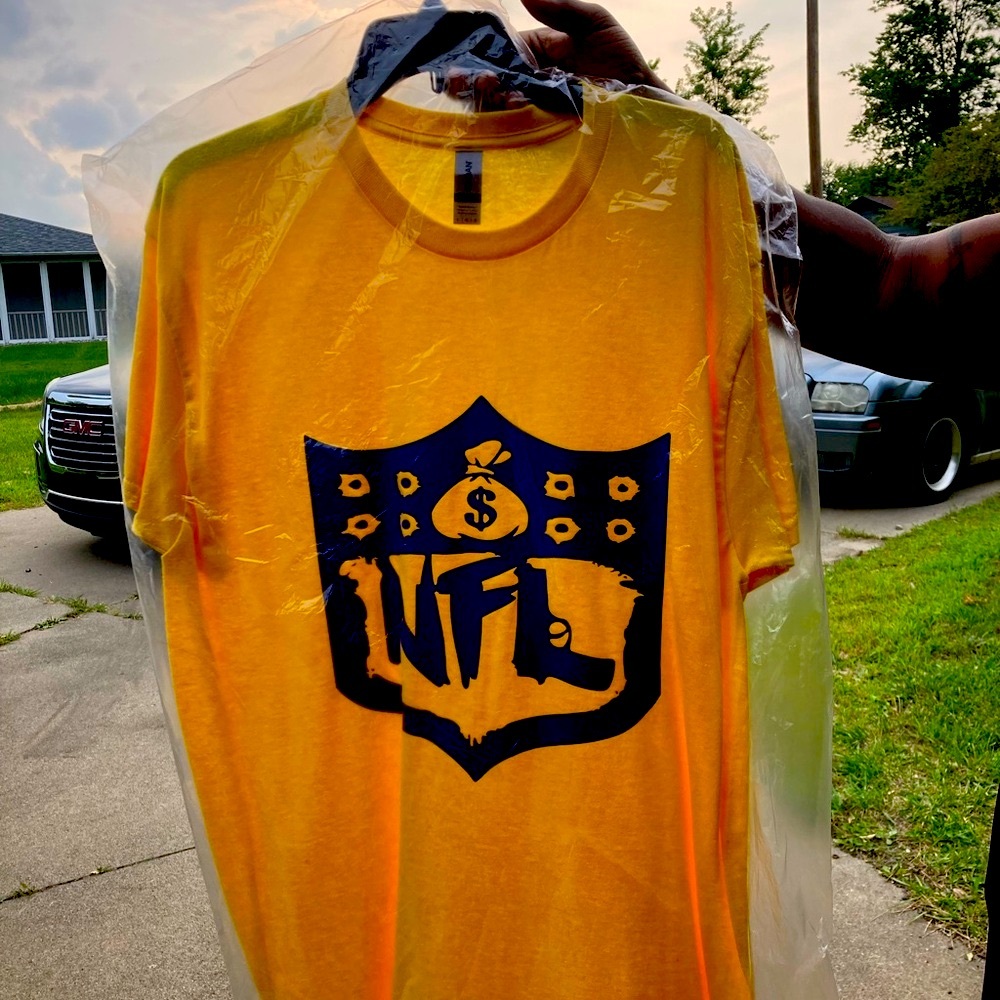 NFL tee Shirts custom design with bullet holes,with letter L as a gun. Money bag - Picture 5 of 6